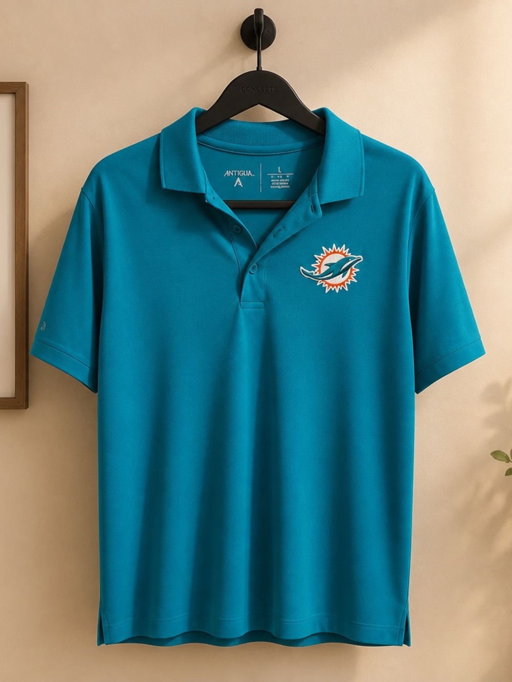 Antigua Men’s Teal Miami Dolphins Polo